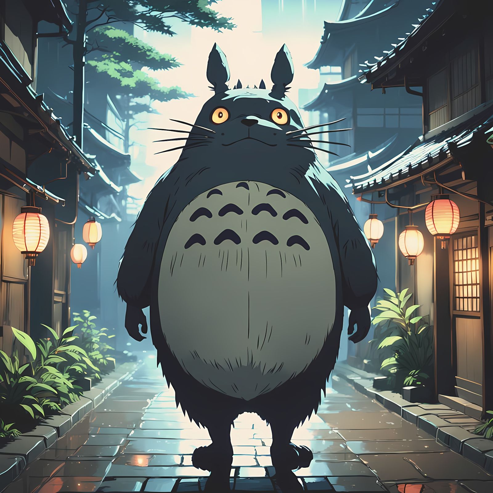 Creepy Neighbor Totoro as Japanese Ghost Yūrei-zu in Kuniyos...