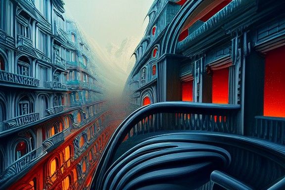 Volcanic City: Hyperdetailed Art Deco Concept