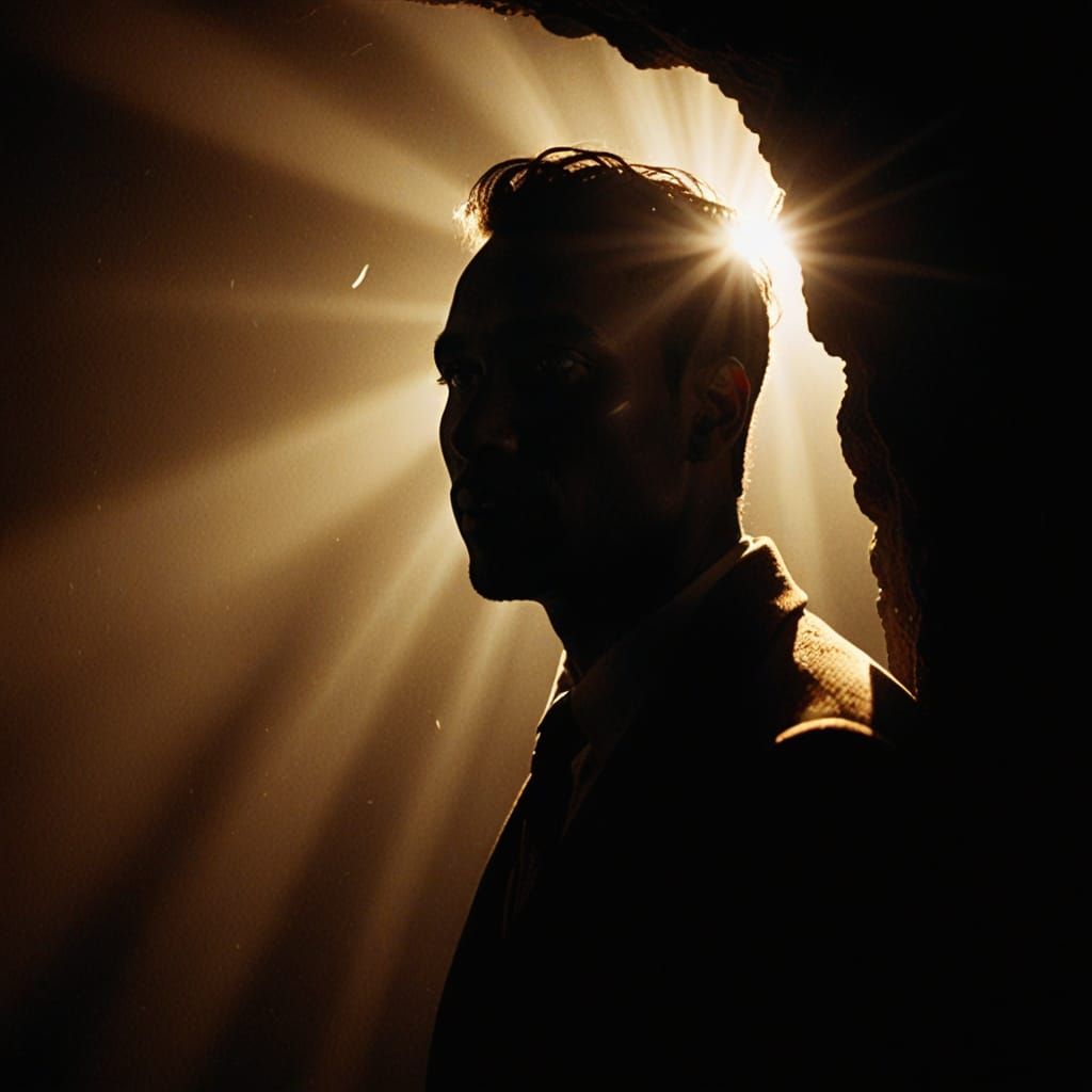 Light Figure Reached from Darkness in Film Noir