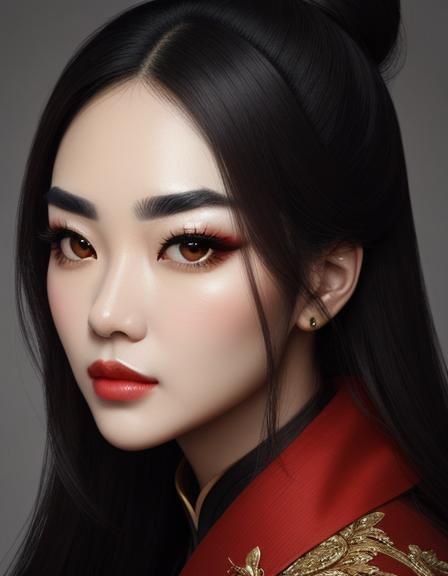 Expressive Woman Portrait in Realistic Style