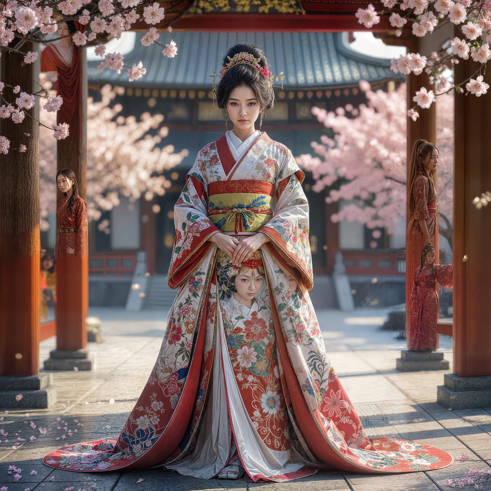 Beautiful Japanese Princess in Majestic Temple
