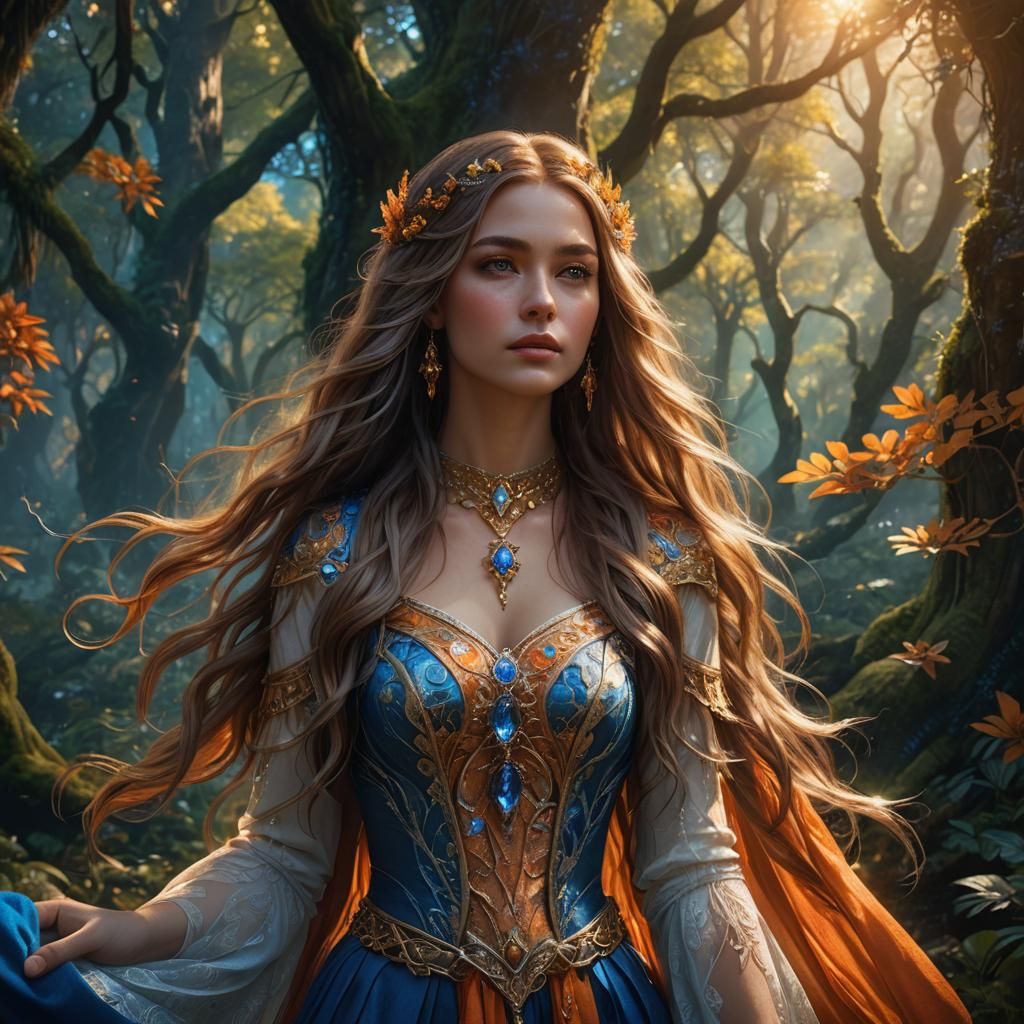 Lush Forest Portrait of Young Beauty