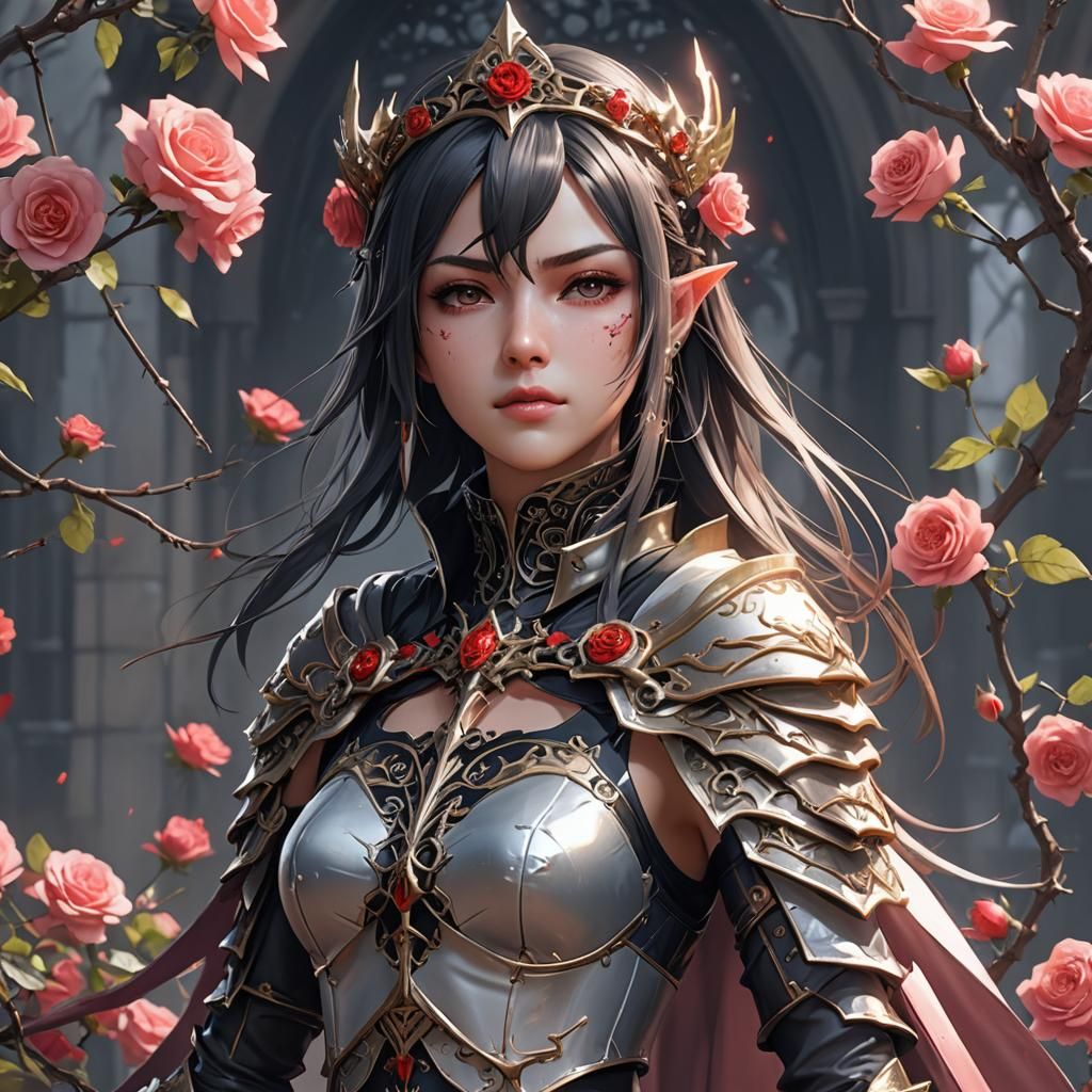 Thorn Rose Assassin Princess in Detailed Anime Style