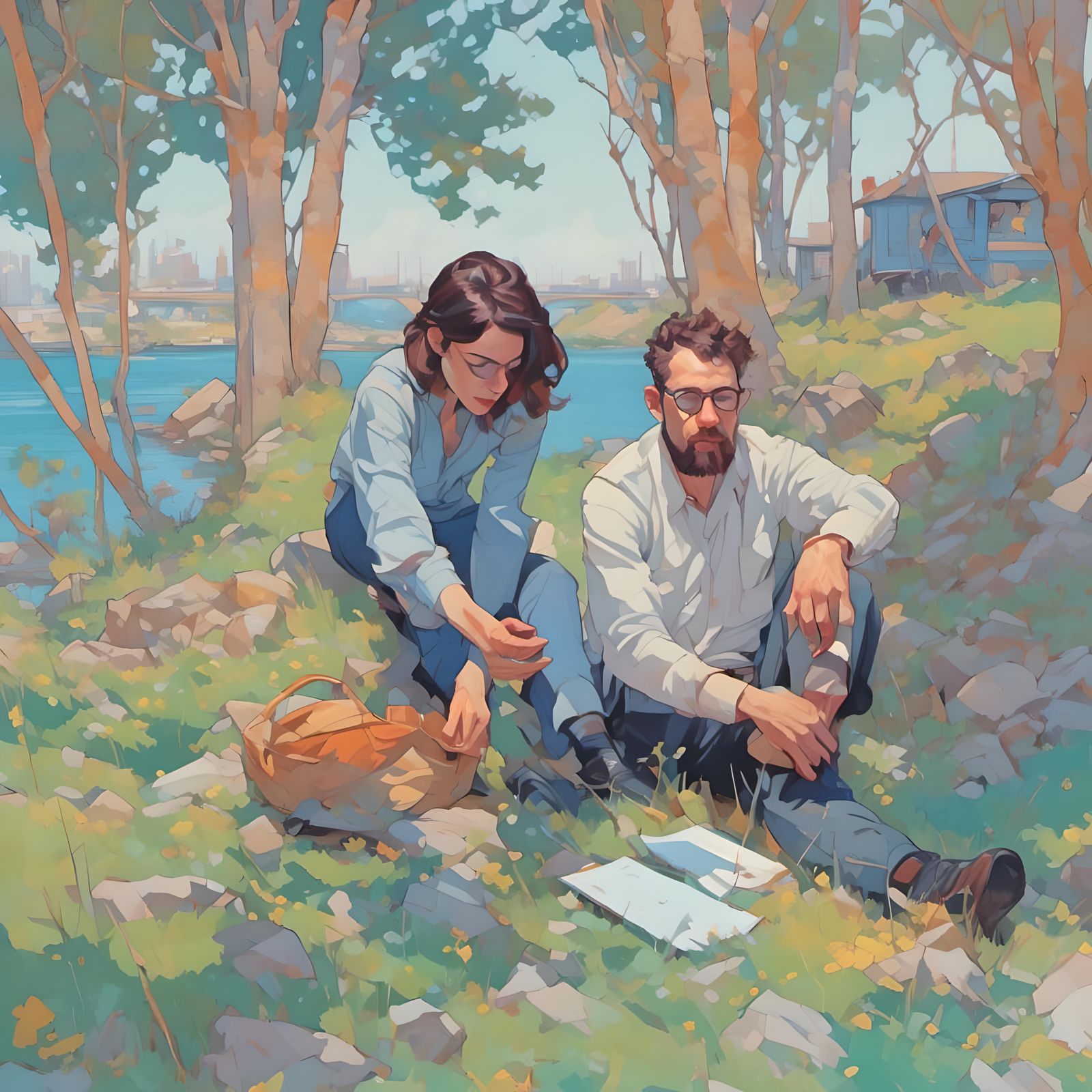 Riverbank Relaxation in Comic Book Style