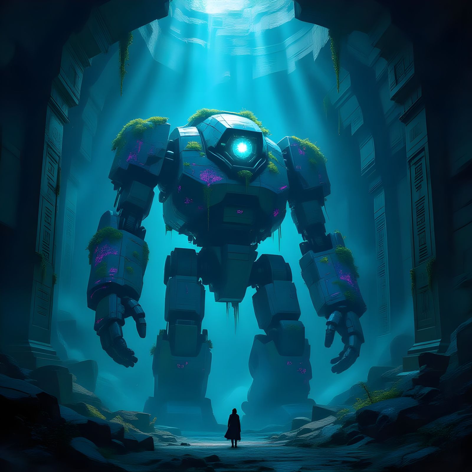 Ancient Robot Slumbers in Subterranean Ruin