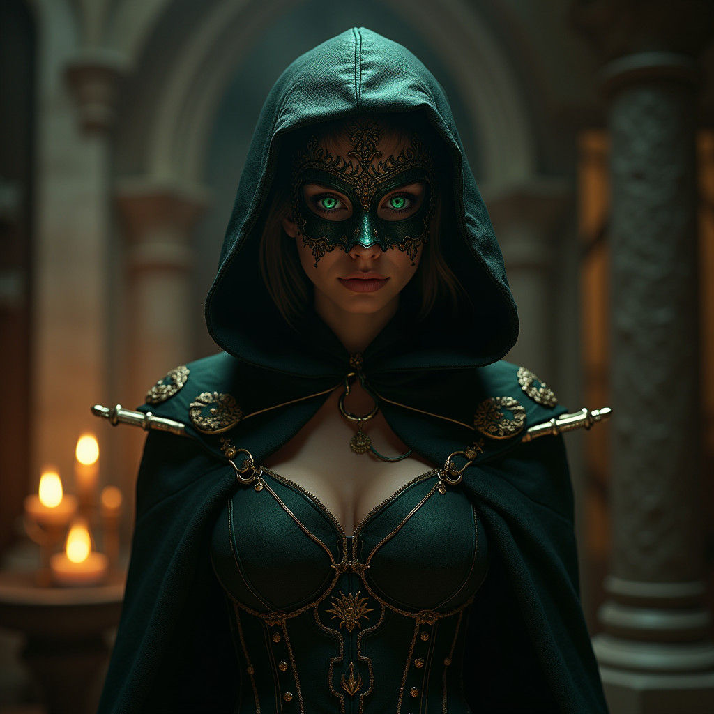 Anime Masquerade Portrait in Dark Fantasy Style