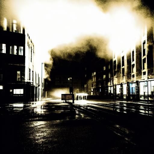 Neon Cityscape in Rain and Smoke