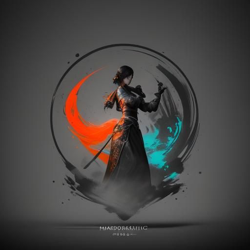 Antique Kitchen in Ink Wash Painting Style