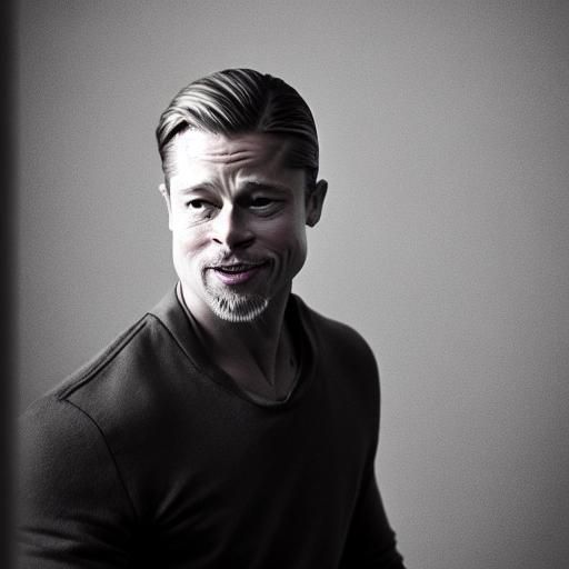 Brad Pitt Portrait in Smoky Room, Moody Lighting