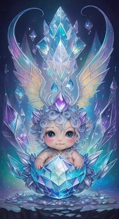 Adorable Baby Crystal Dragon Changeling