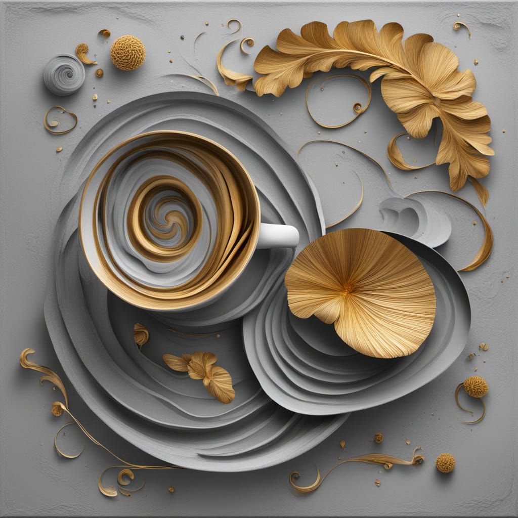 Surreal Abstract Painting of Cinderella with Gold Tips Tusso...