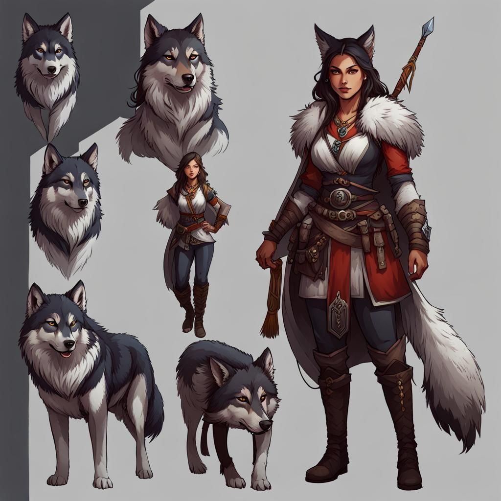 Female Wolf Shifter Character Art
