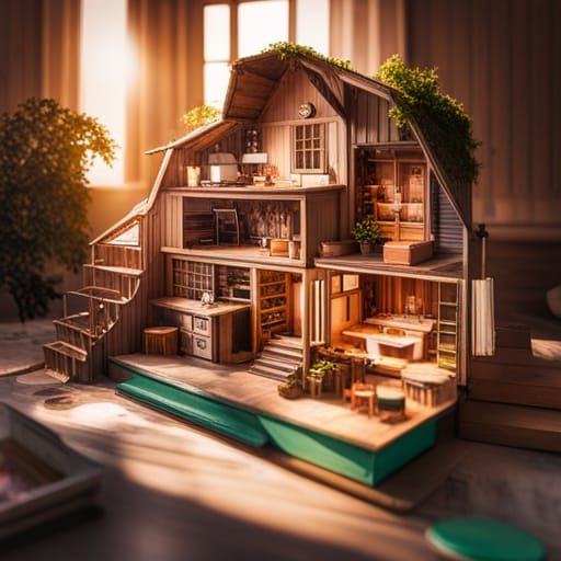 Ornate Dollhouse Interior in Hyperrealistic 3D Rendering