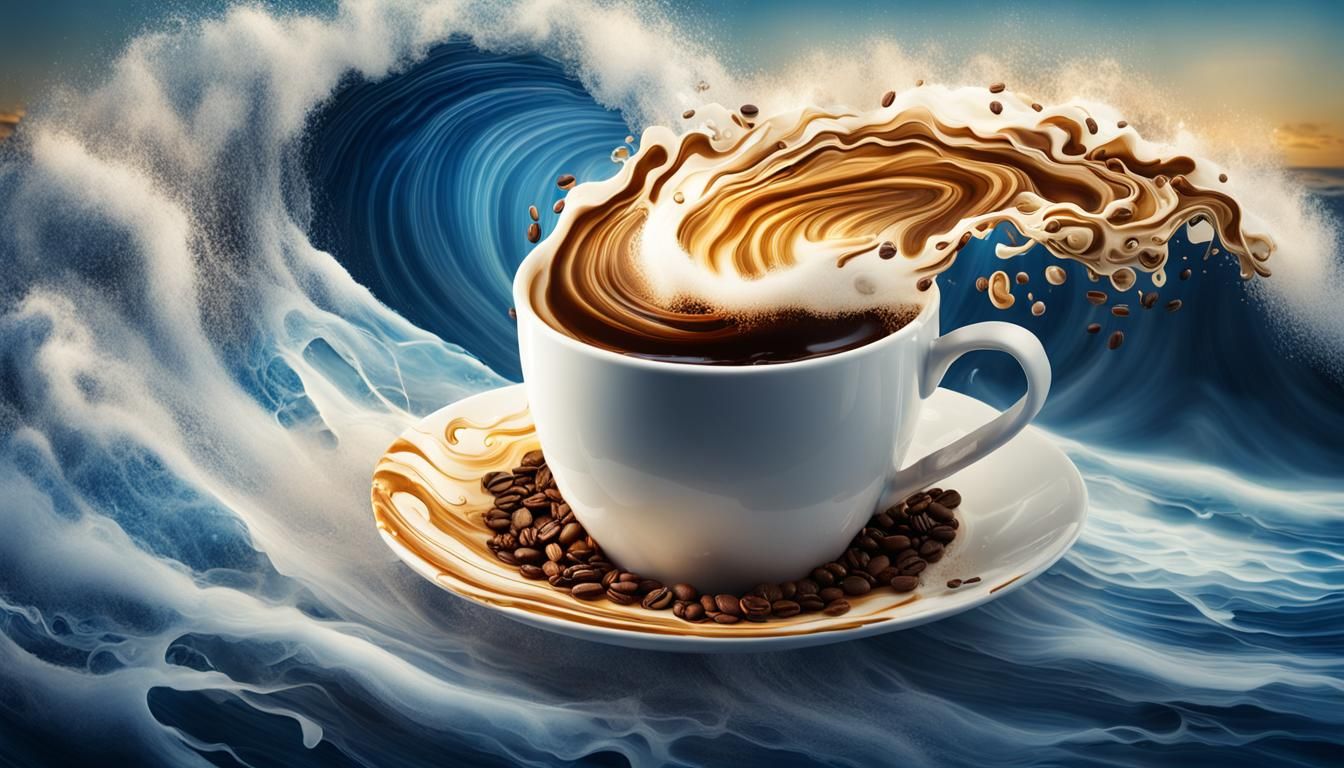 Surreal Coffee Wave Digital Art in 8K