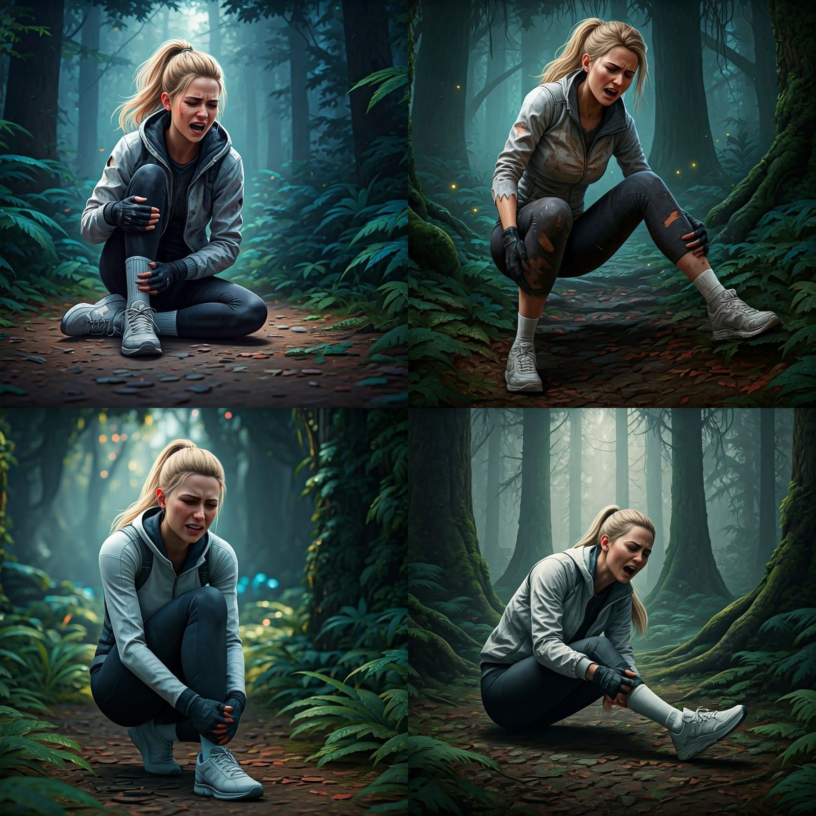 Cara Halloran Screaming in Forest: Detailed Matte Painting