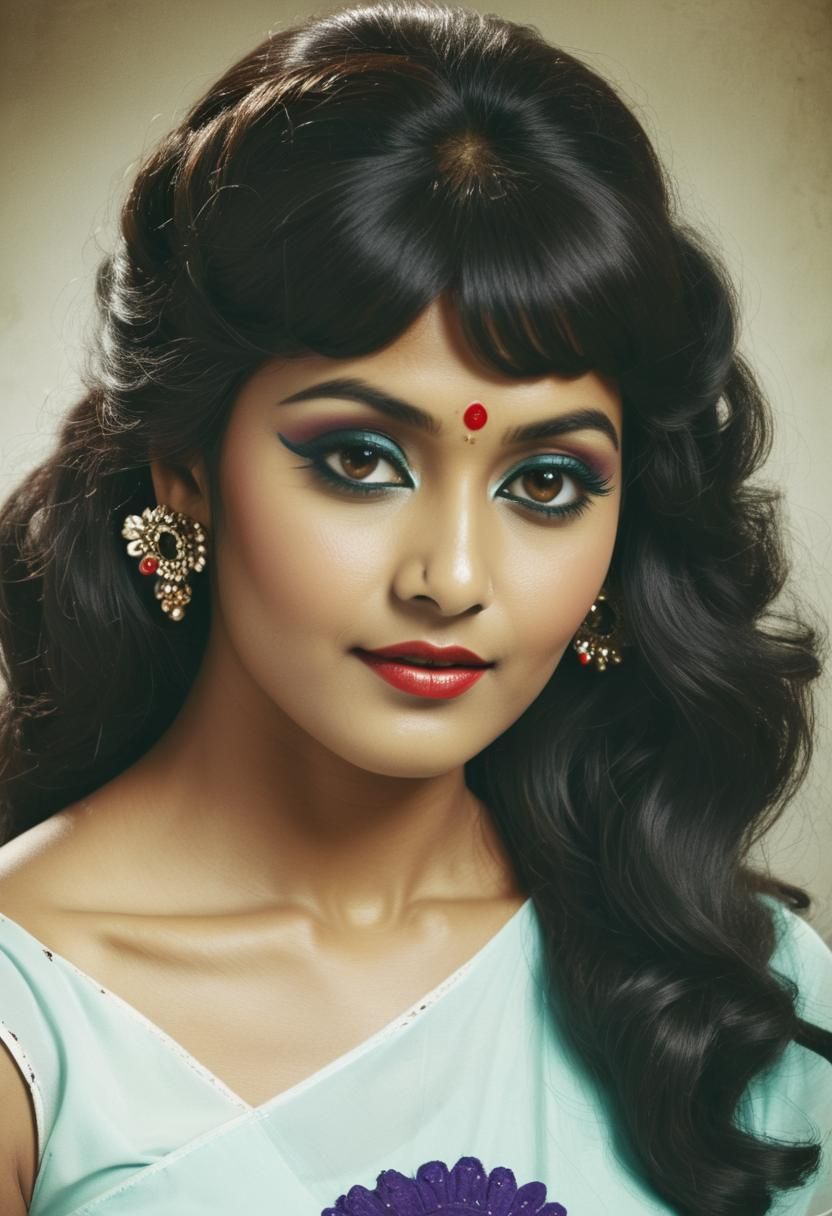 Elegant Indian Beauty in Retro Chic