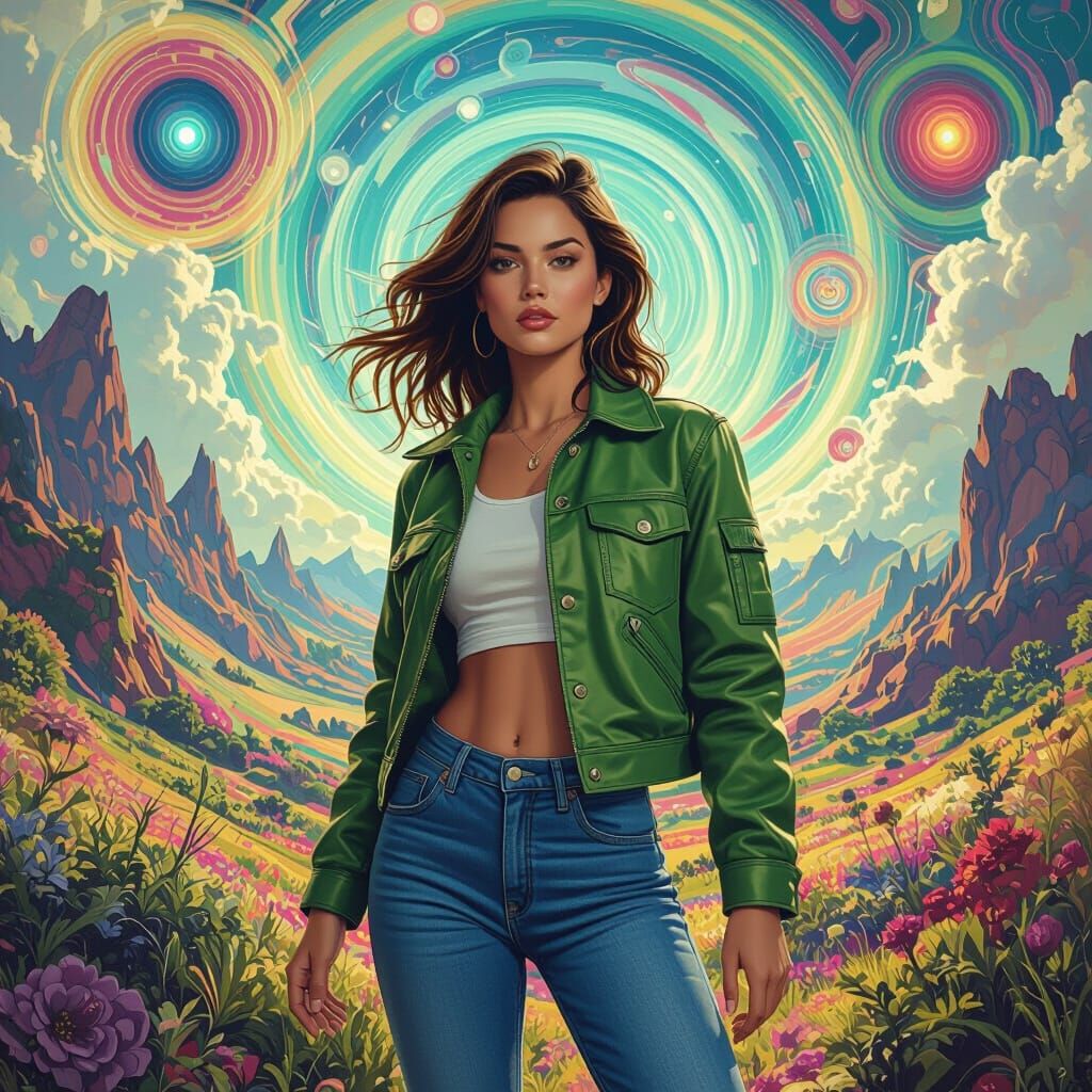 Ivana in Psychedelic Physics Landscape, Matte Painting