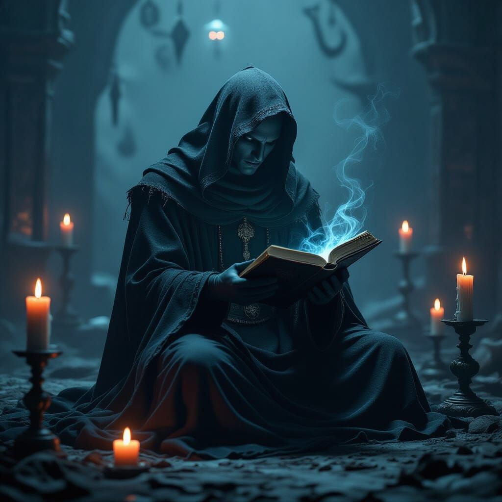 Ghostly Ritual in Dark Surreal Style