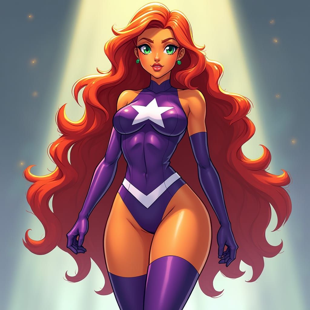 Starfire Superhero in Vibrant Manga Style