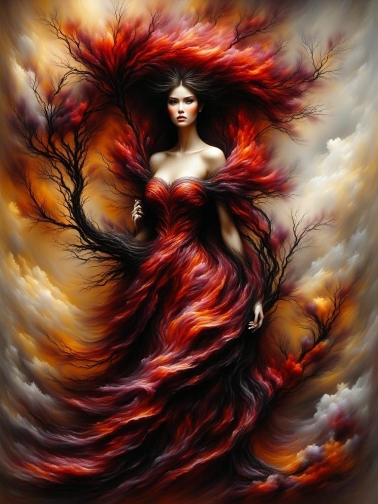 Ethereal Goddess of Nature in Vibrant Floral Attire