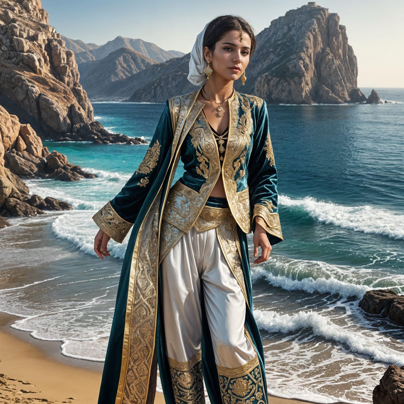 Algerian Woman in Traditional Karakou Dress