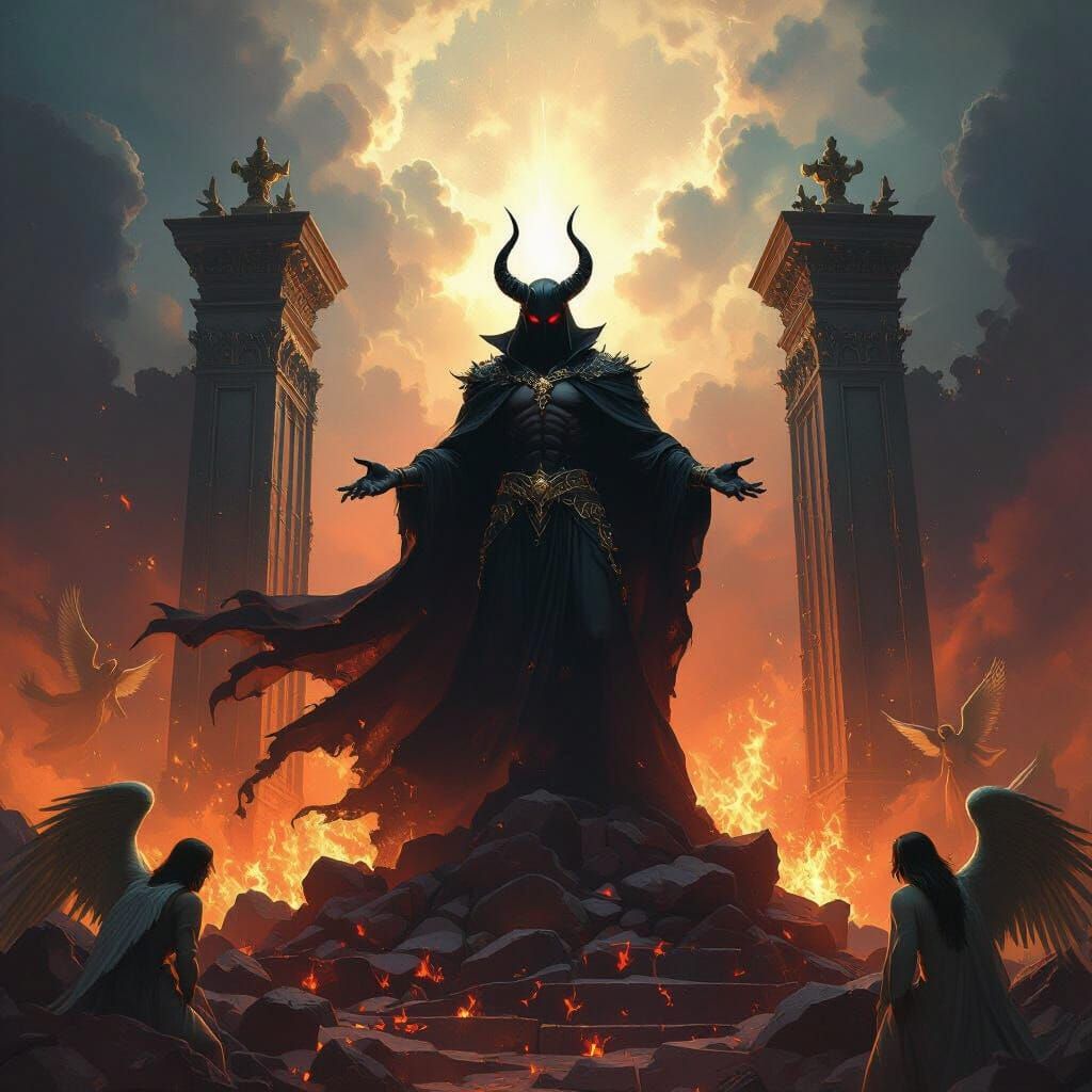 Satan Victorious Over Crumbling Heaven