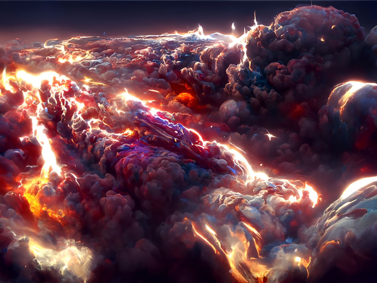 Spectacular Space Clouds of Fire and Lightning