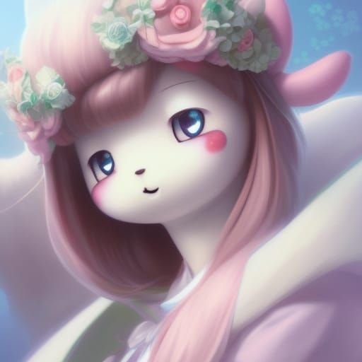 Cinnamoroll Anime Girl Portrait in Digital Art Style