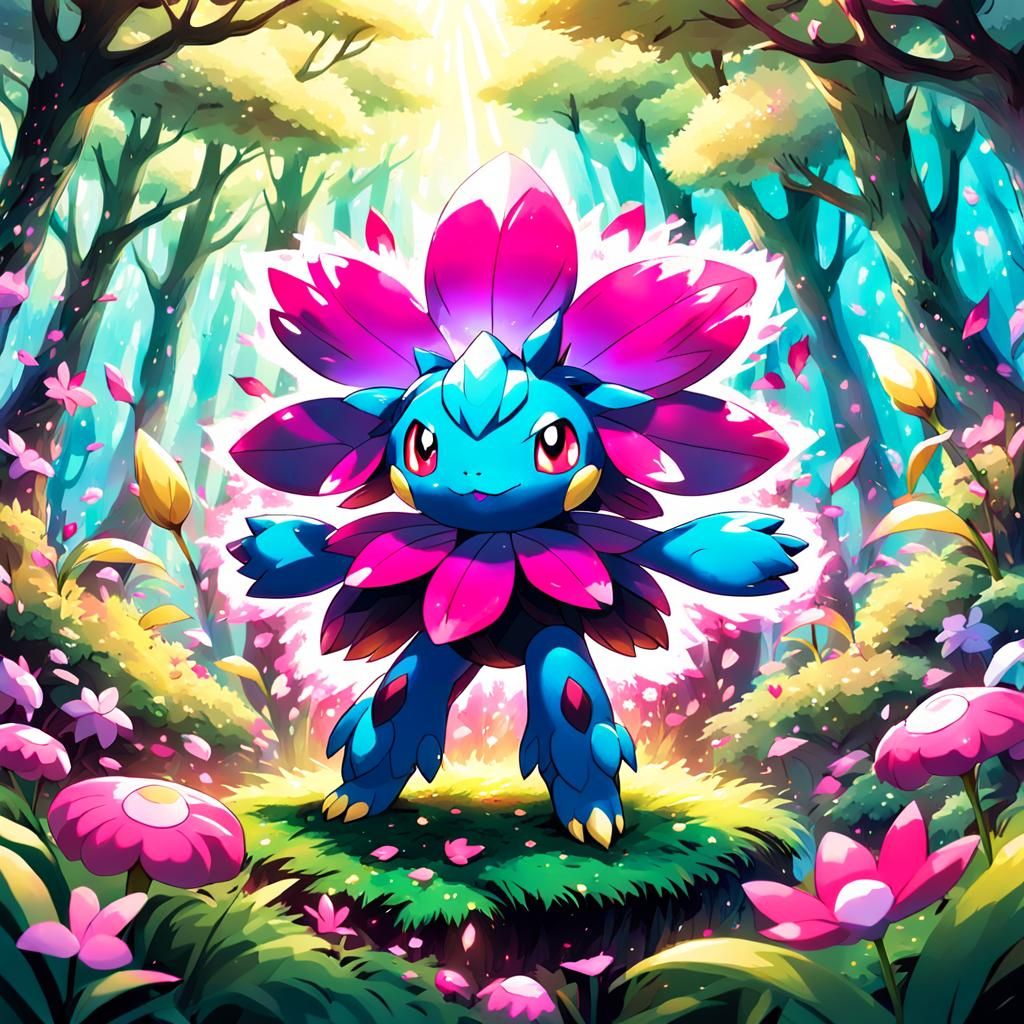 Ethereal Floracrest in Lush Fantasy Forest, Vibrant Concept...