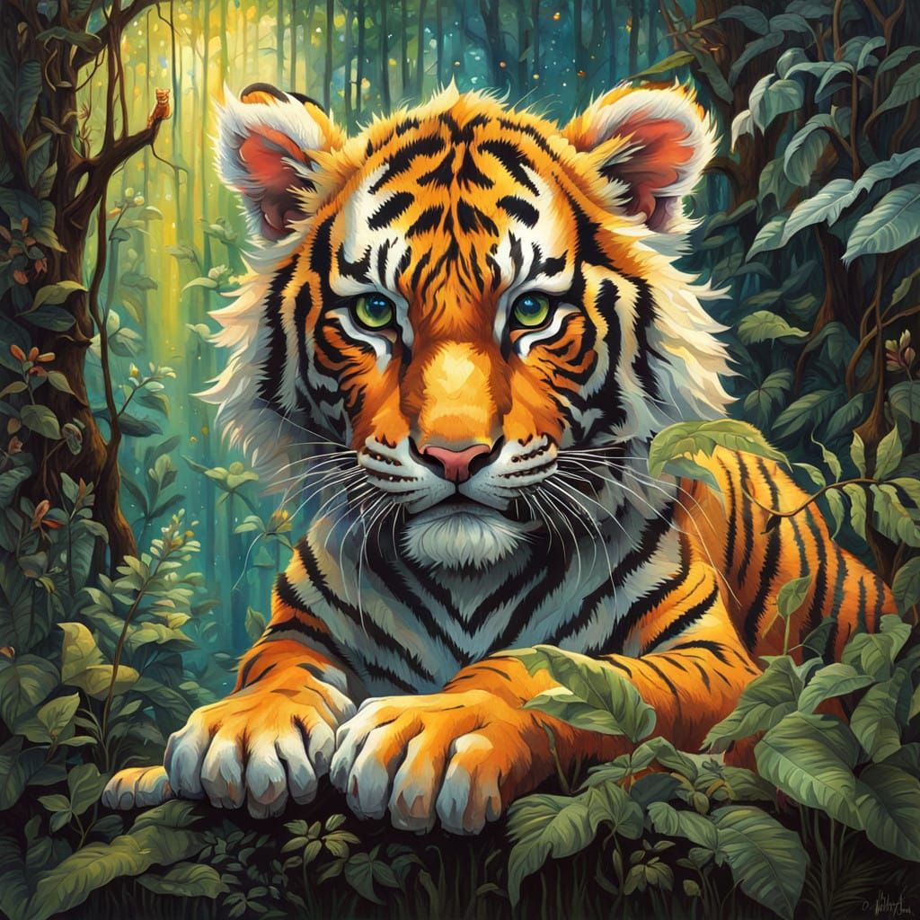 Majestic Tiger Portraits in Dark Fantasy Style