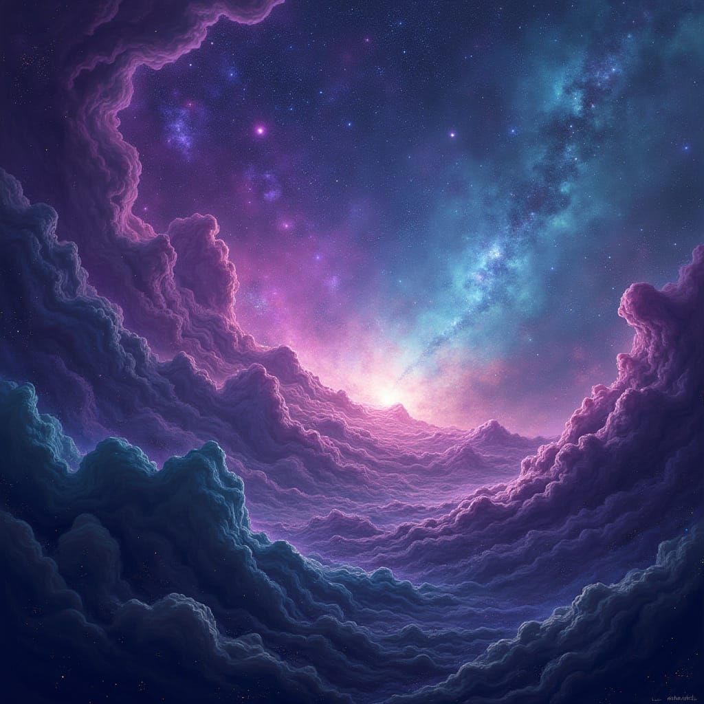 Vibrant Galaxy Scene in Futuristic Cosmic Style