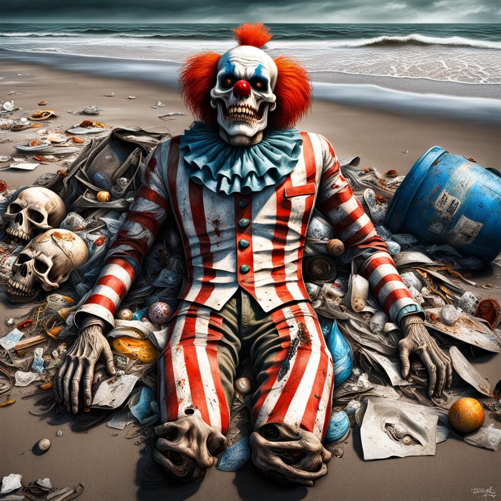 Disturbing Scuzzwave Clown Washed Up on Beach