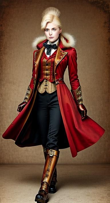 Steampunk Woman in Victorian Walking Suit