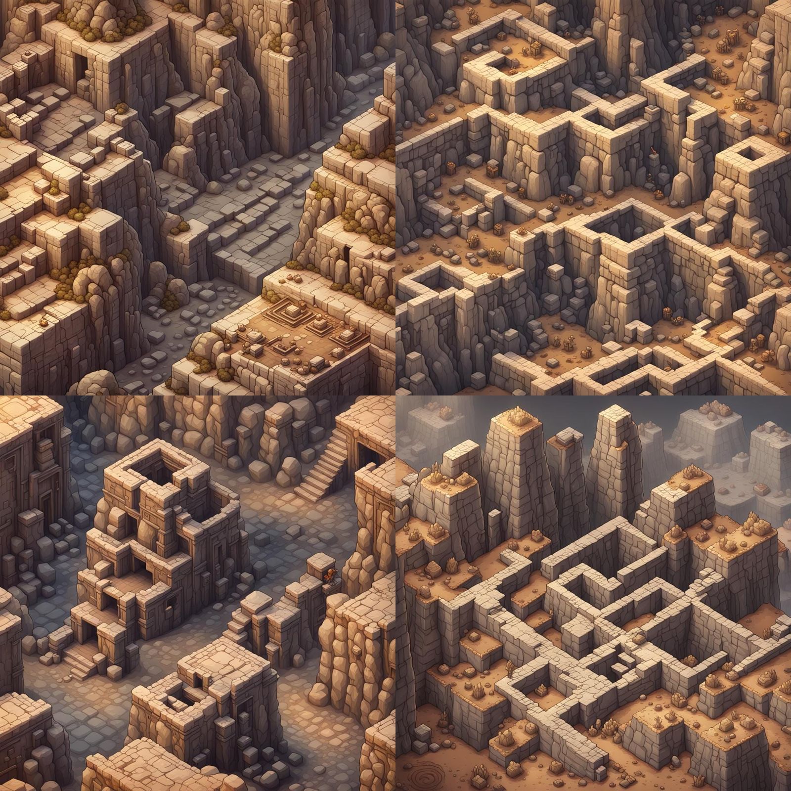 2D Platformer Tileset of Rocky Canyon Ruins