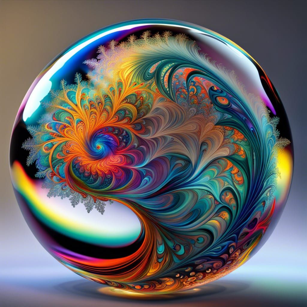Psychedelic Fractal Orb in Glass Sphere