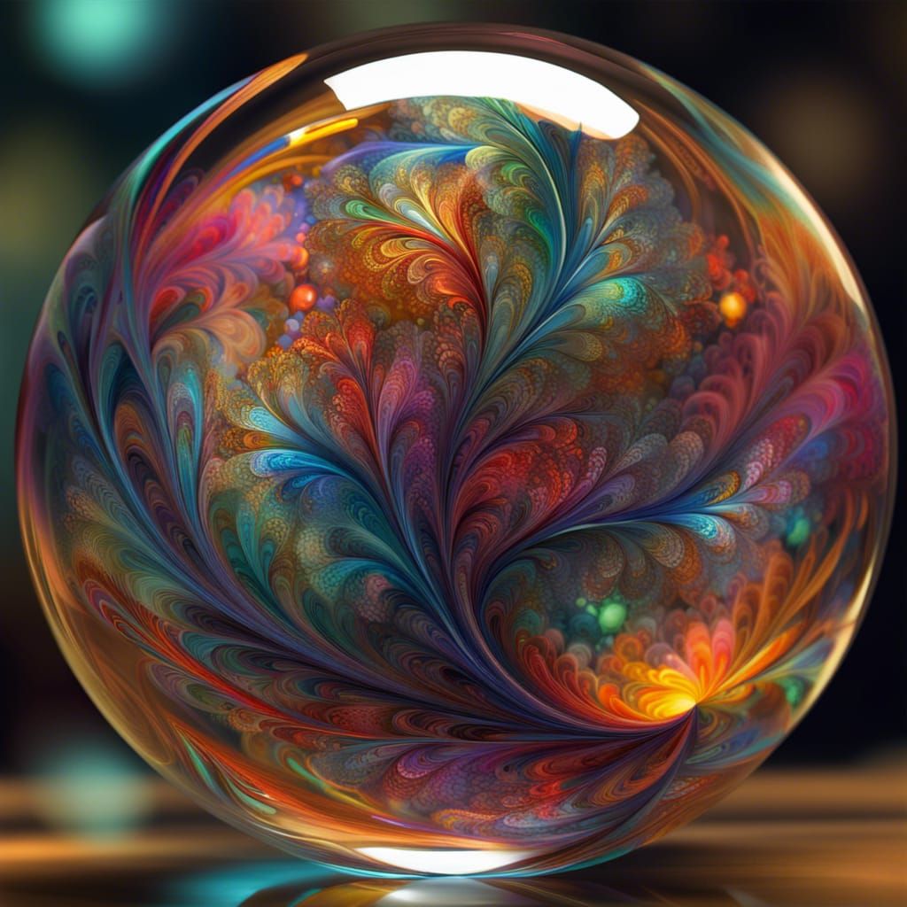 Psychedelic Fractal Orb in Glass Sphere