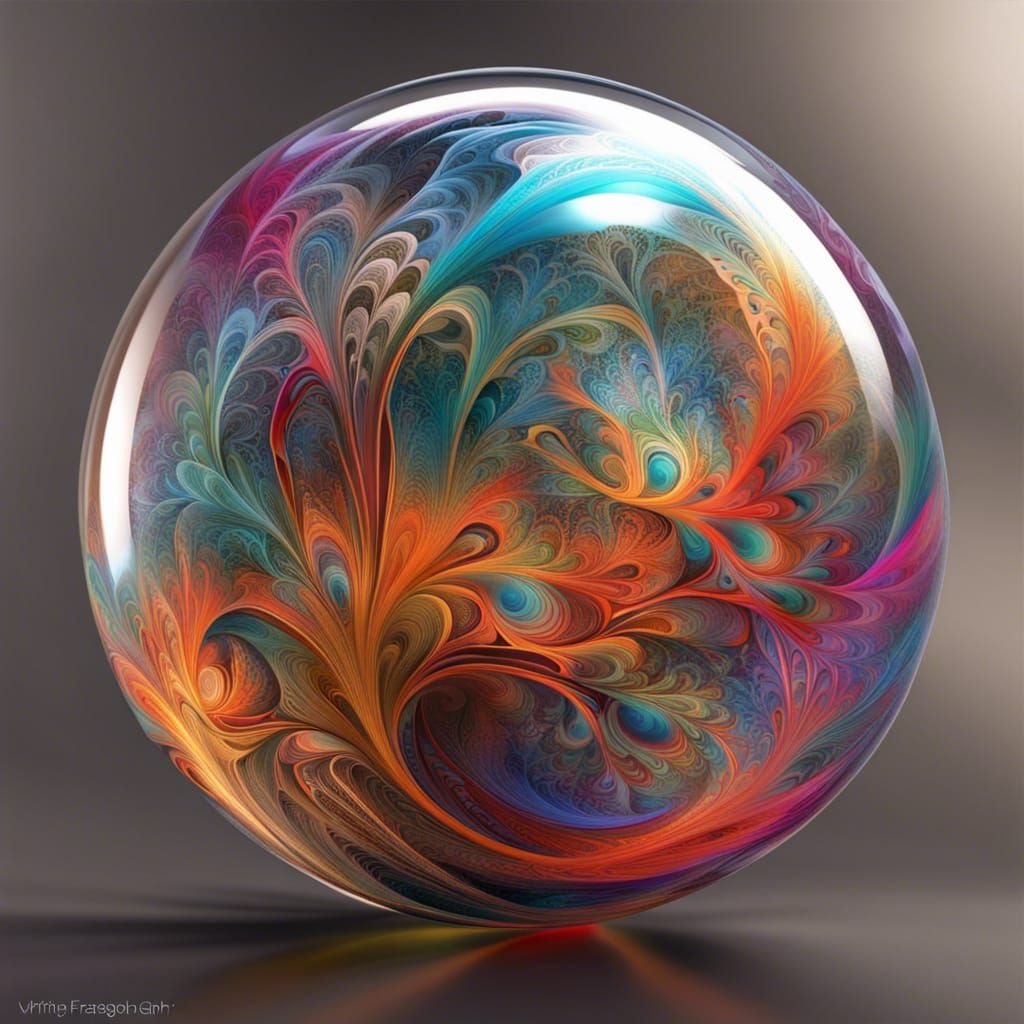 Psychedelic Fractal Orb in Glass Sphere