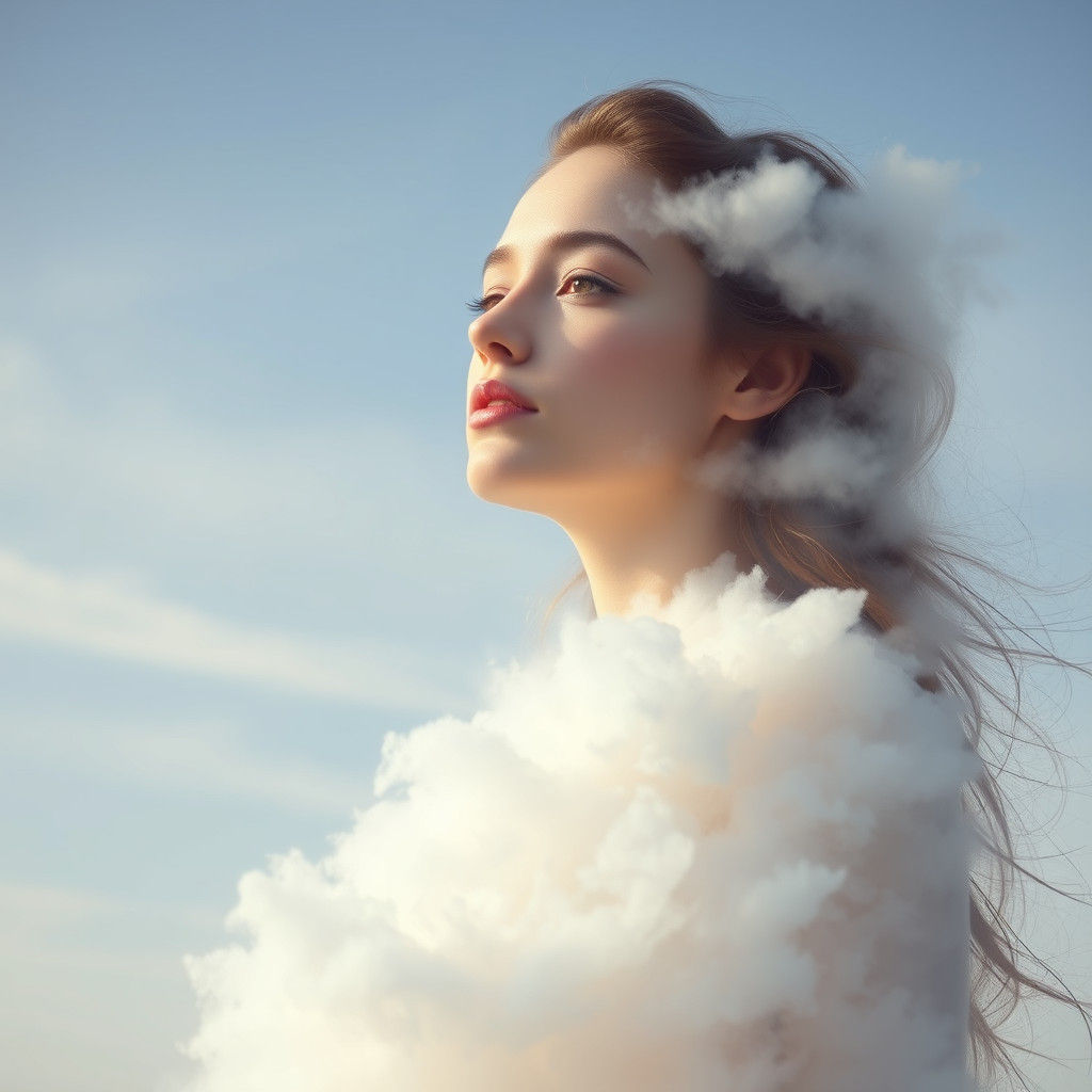 Ethereal Cloud Woman in Dreamy Digital Art