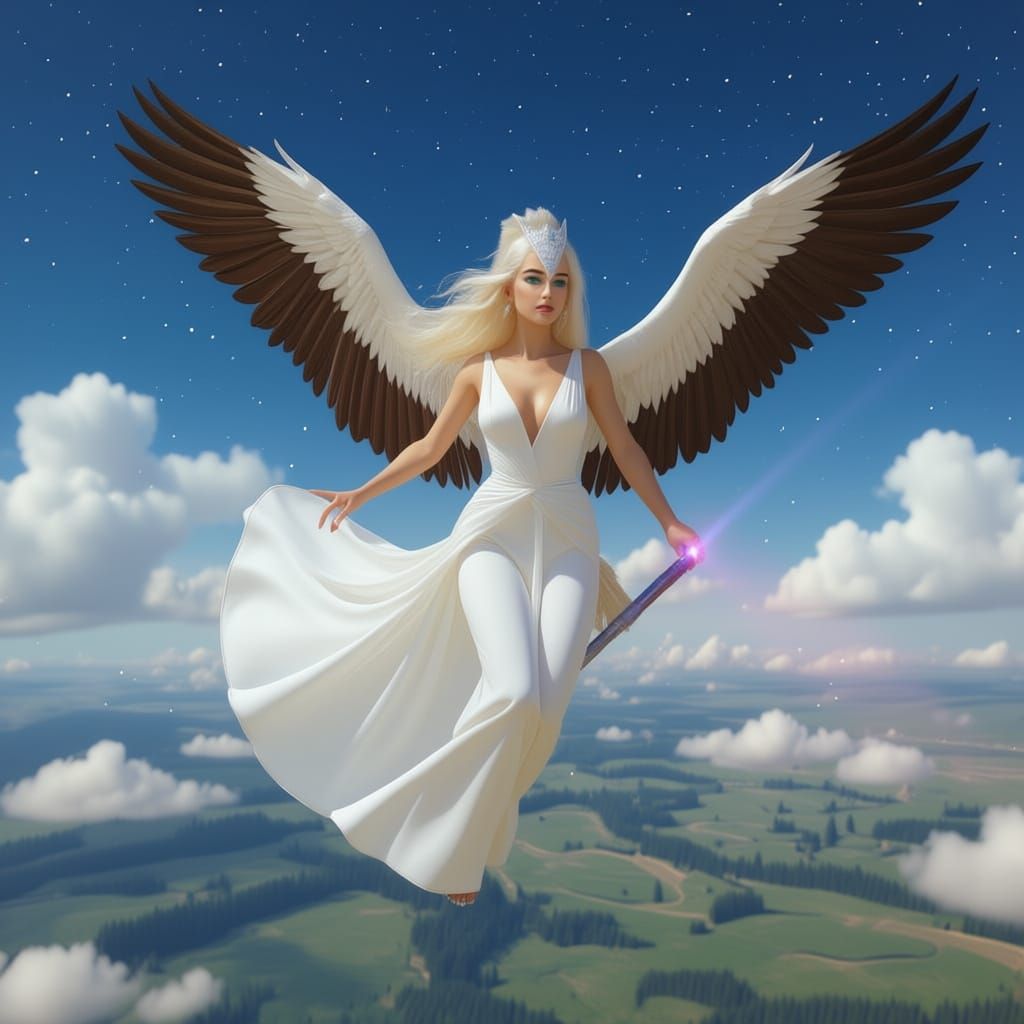 Lord Vader's Wife in White Chiffon Dancing in the Cosmos