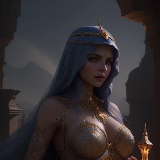 Arabian Queen of the Sun in Digital Painting Style
