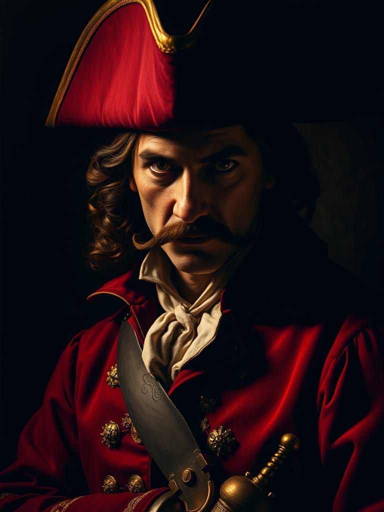 Captain Hook Portrait in Baroque Style