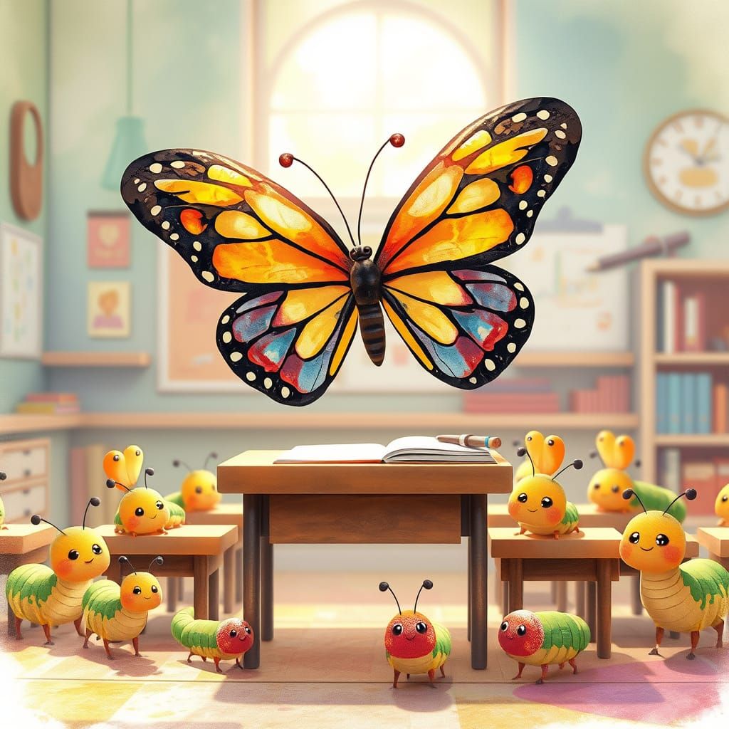 Whimsical Butterfly Teacher Inspires Young Caterpillar Stude...