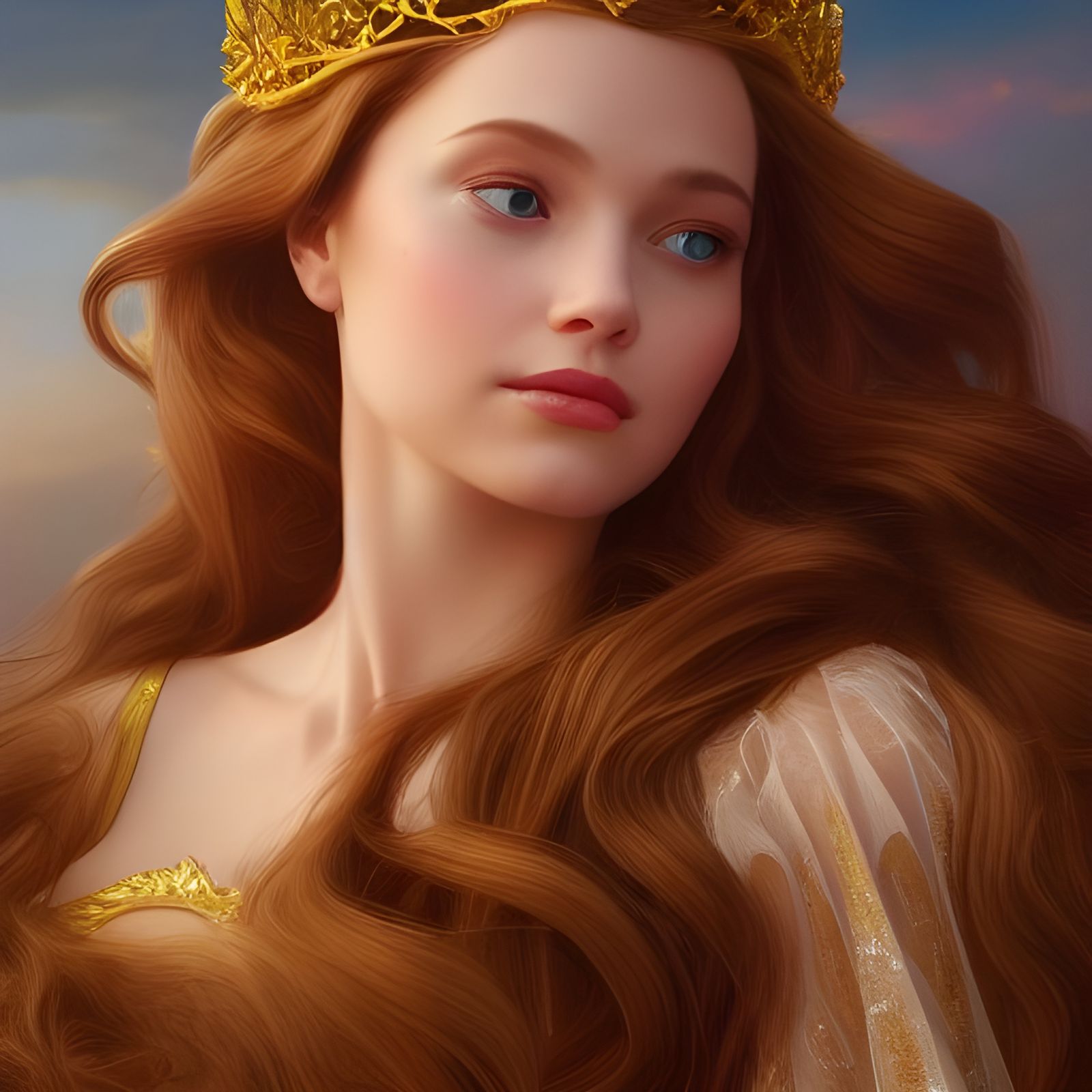 Aurora in Golden Light: Fantasy Portrait