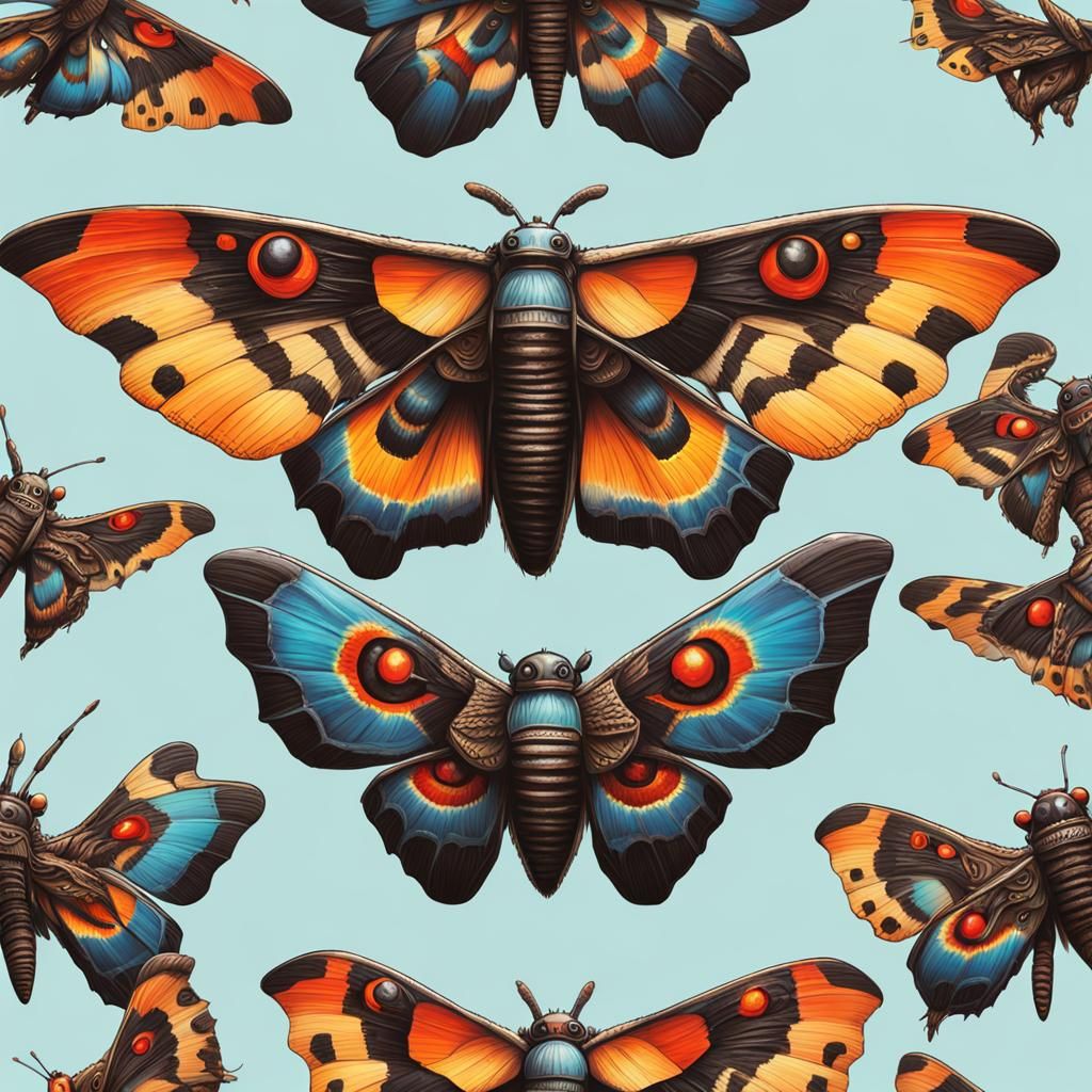 Hyperrealistic Mothra Concept Art with Dramatic Lighting