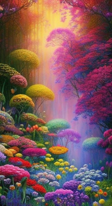 Candy Shop of Embroidered Lace Flowers in Gouache Style