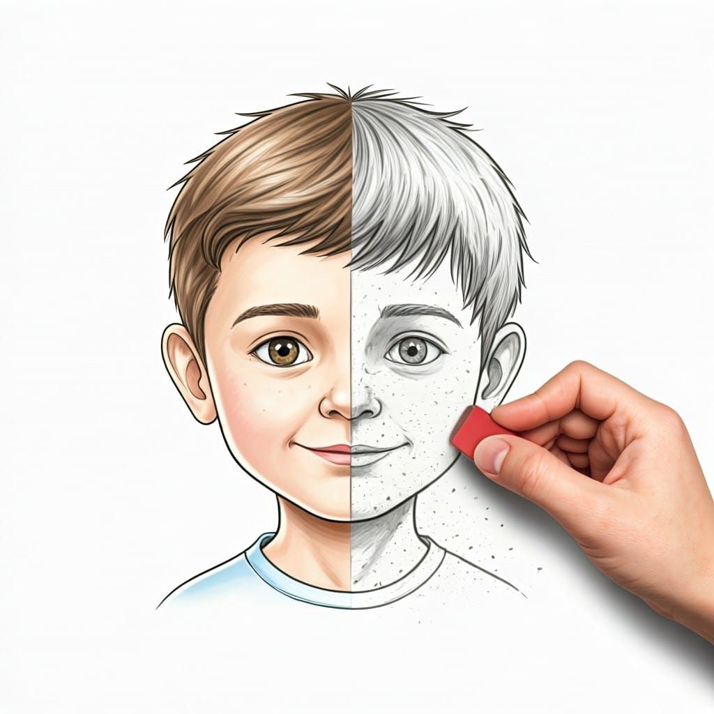Erased Face: Child's Pencil Drawing
