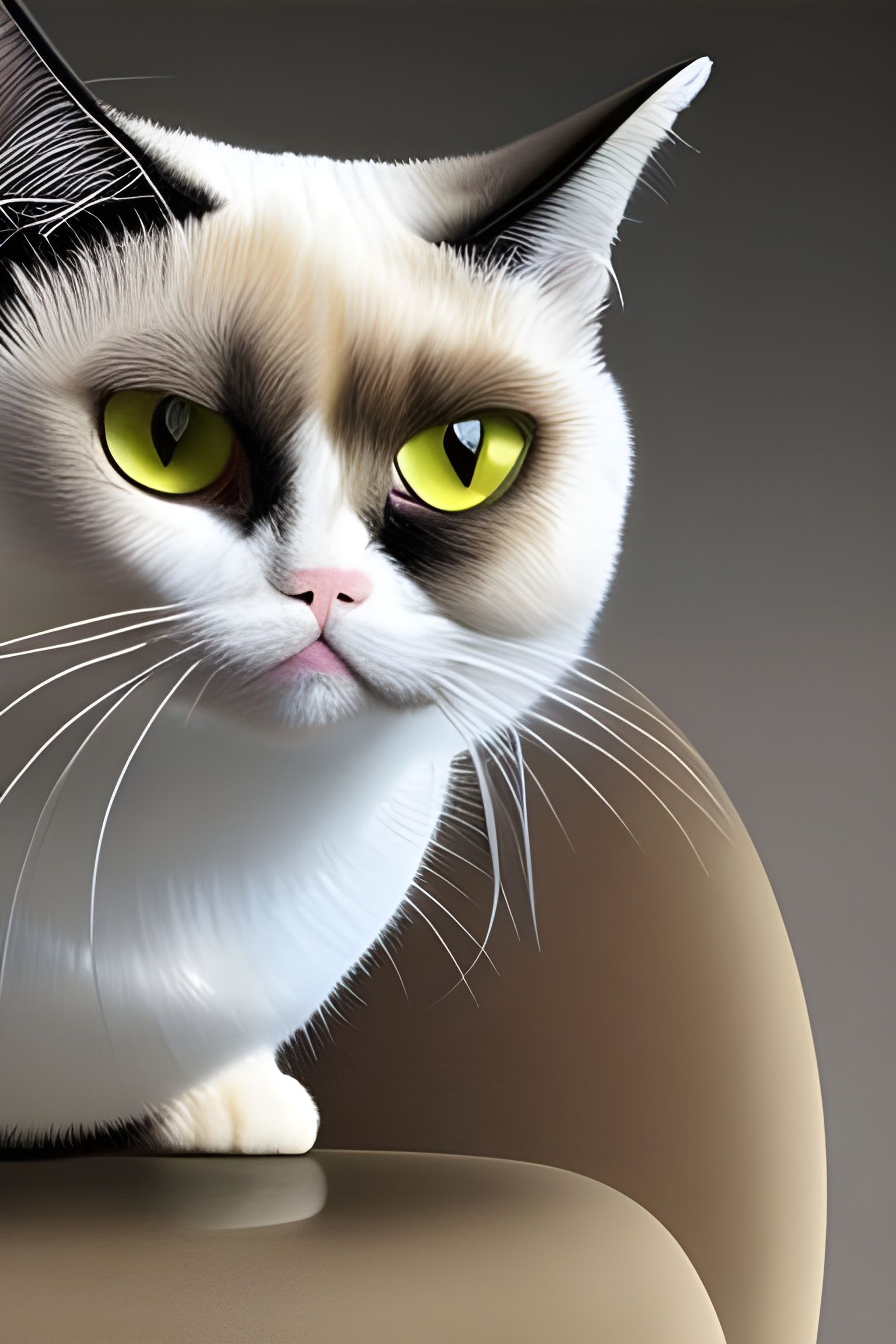 Hyperdetailed Photograph of a Frowning Siamese Cat