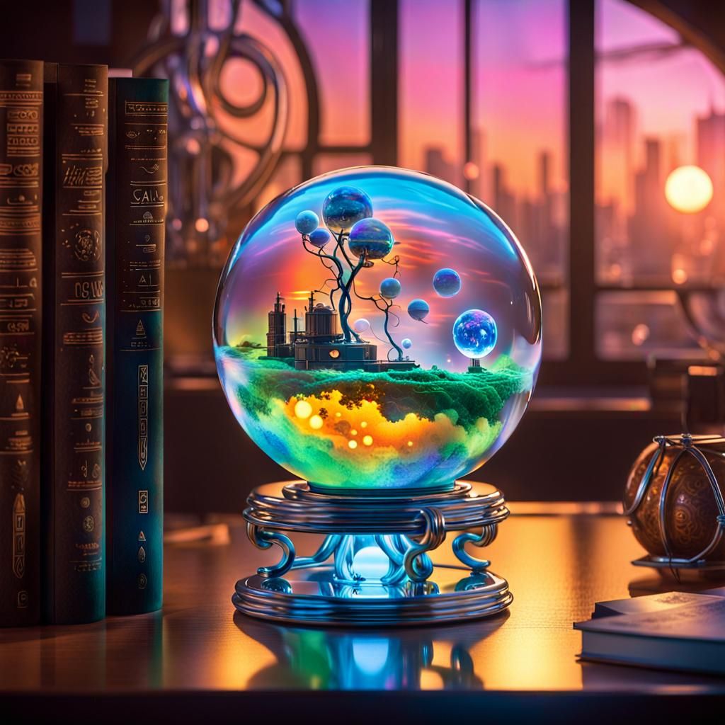 Levitating Steampunk Solar System in Glass Sphere