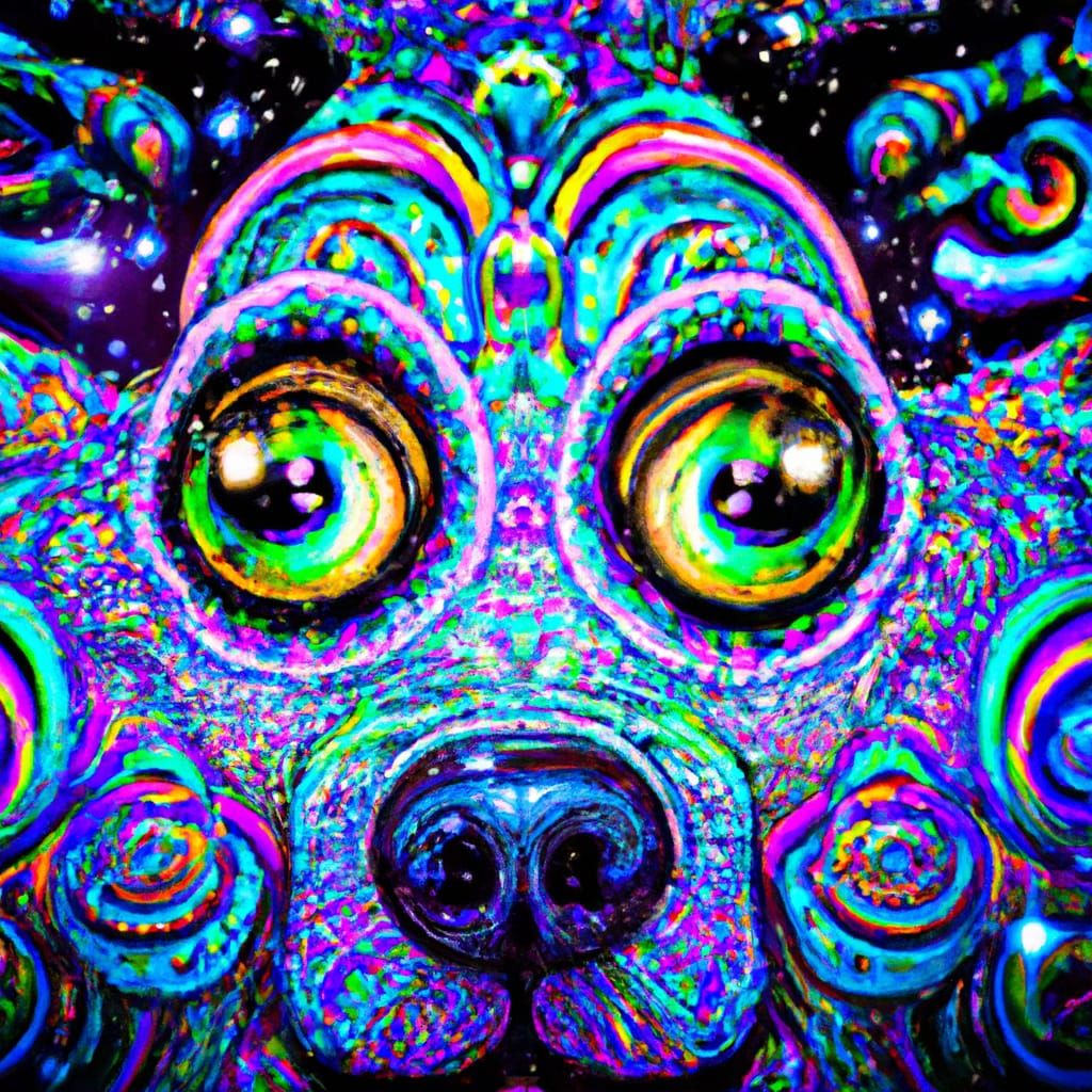 Dog Face in Psychedelic DMT Style