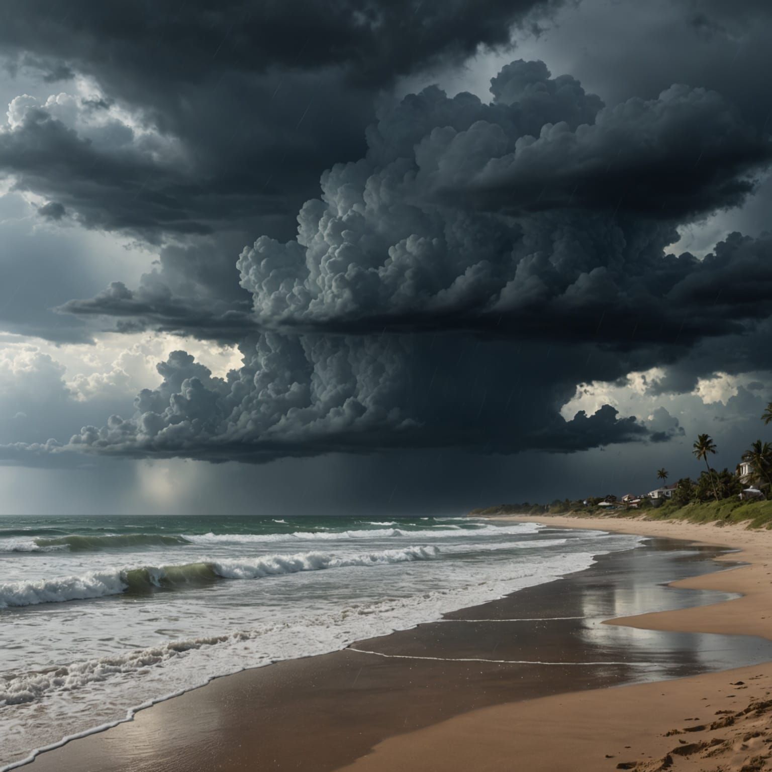 Stormy Beach: Rain-Darkened Sky Matte Painting